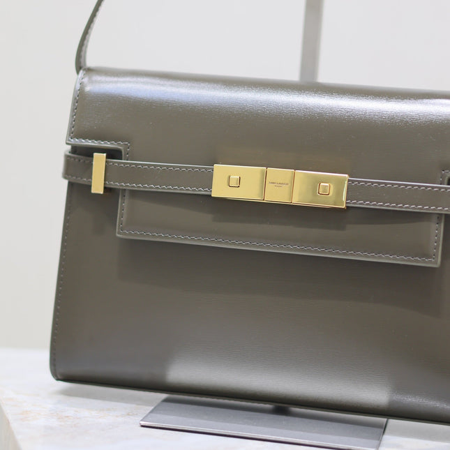 MANHATTAN IN BOX SMALL 24 IN KOMBU GREEN CALFSKIN GOLD HARDWARE