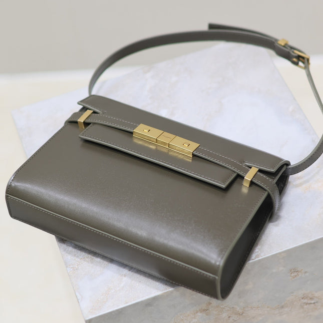 MANHATTAN IN BOX SMALL 24 IN KOMBU GREEN CALFSKIN GOLD HARDWARE