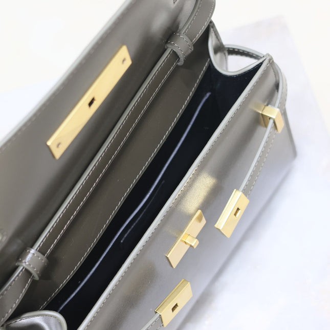 MANHATTAN IN BOX SMALL 24 IN KOMBU GREEN CALFSKIN GOLD HARDWARE
