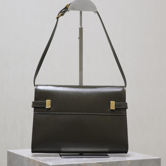 MANHATTAN IN BOX SMALL 24 IN KOMBU GREEN CALFSKIN GOLD HARDWARE