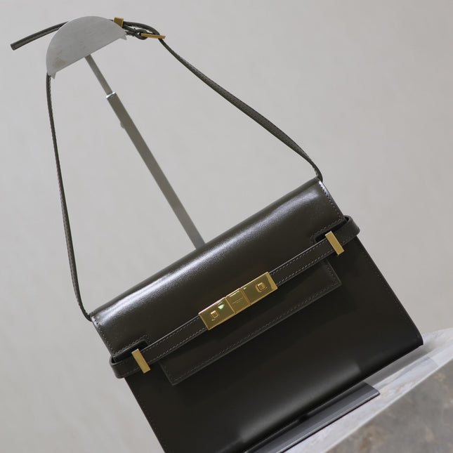 MANHATTAN IN BOX SMALL 24 IN KOMBU GREEN CALFSKIN GOLD HARDWARE
