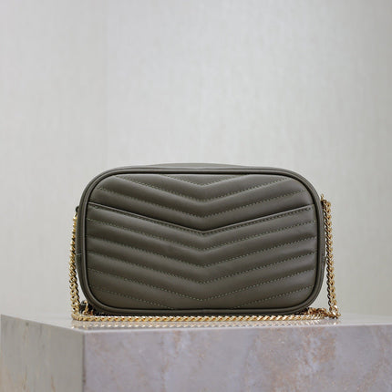 LOU MINI CAMERA BAG 18 IN KOMBU GREEN QUILTED CALFSKIN