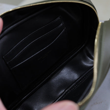 LOU MINI CAMERA BAG 18 IN KOMBU GREEN QUILTED CALFSKIN