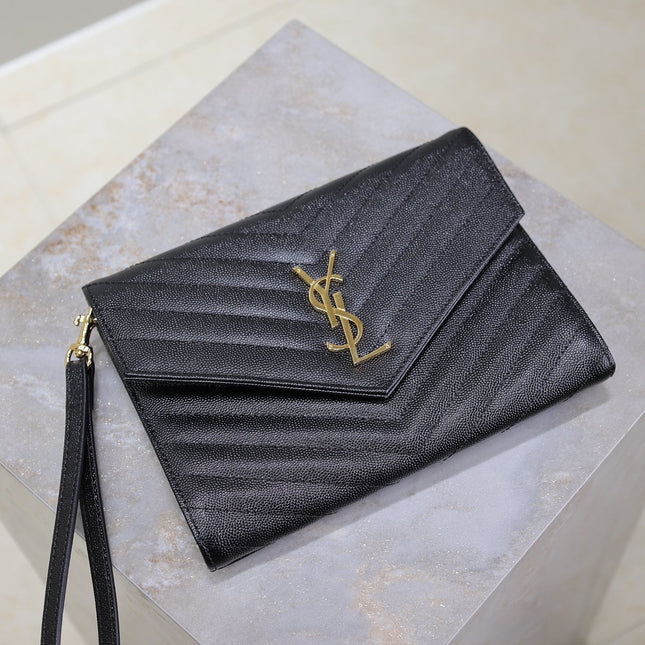 CASSANDRE CLUTCH 21 IN BLACK LAMBSKIN GOLD HARDWARE