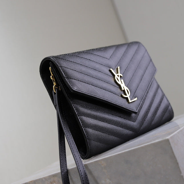 CASSANDRE CLUTCH 21 IN BLACK LAMBSKIN GOLD HARDWARE