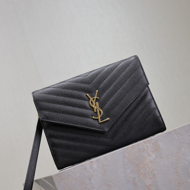 CASSANDRE CLUTCH 21 IN BLACK LAMBSKIN GOLD HARDWARE