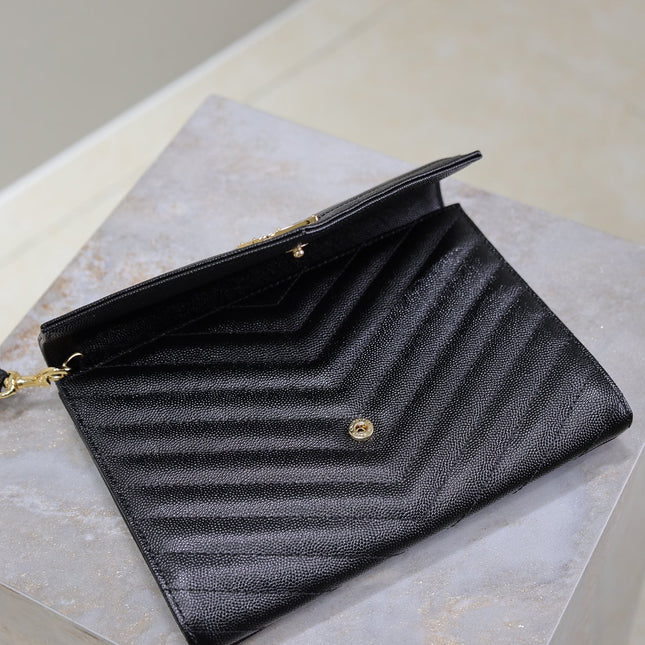 CASSANDRE CLUTCH 21 IN BLACK LAMBSKIN GOLD HARDWARE