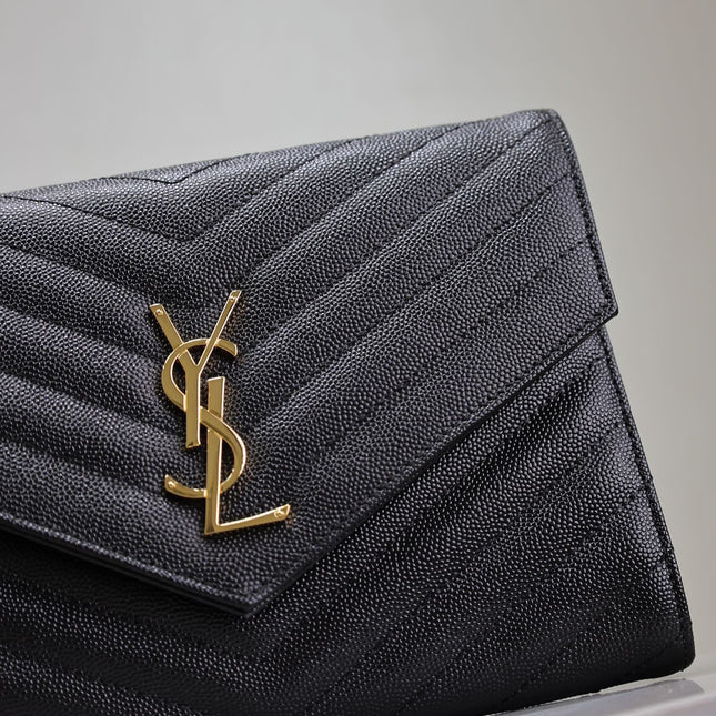 CASSANDRE CLUTCH 21 IN BLACK LAMBSKIN GOLD HARDWARE