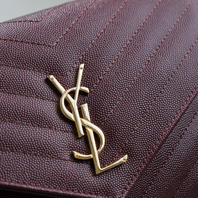 CASSANDRE CLUTCH 21 IN BORDEAUX RED LAMBSKIN GOLD HARDWARE