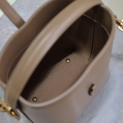 LE 37 MINI BUCKET BAG 15 IN BROWN CALFSKIN GOLD HARDWARE