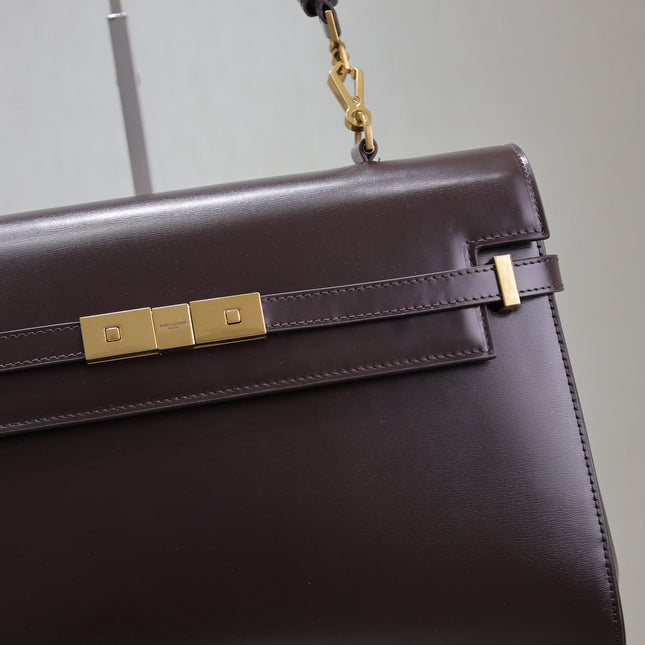 MANHATTAN TOP HANDLE BAG 32 IN BRUNETTE BROWN CALFSKIN