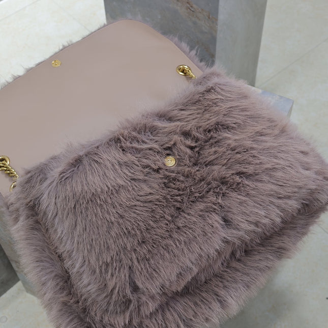 NIKI 47 IN LIGHT PURPLE RABBIT FUR GOLD HARDWARE