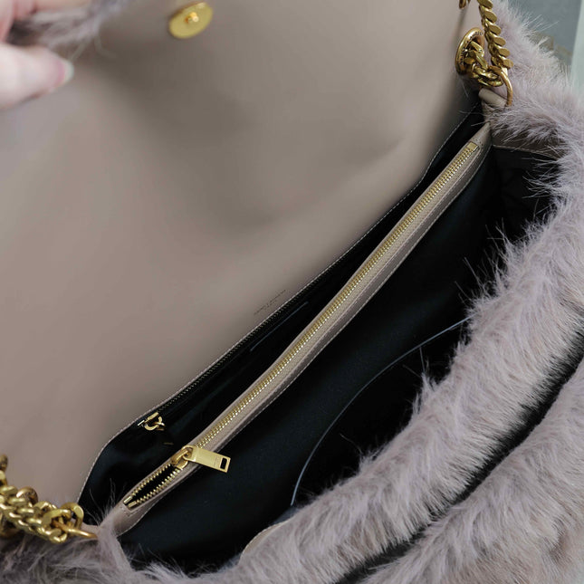 NIKI 47 IN LIGHT PURPLE RABBIT FUR GOLD HARDWARE