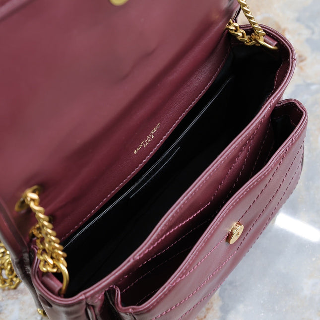 NIKI BABY 22 IN WINE RED LAMBSKIN GOLD CHAIN