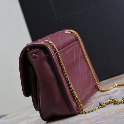 NIKI BABY 22 IN WINE RED LAMBSKIN GOLD CHAIN