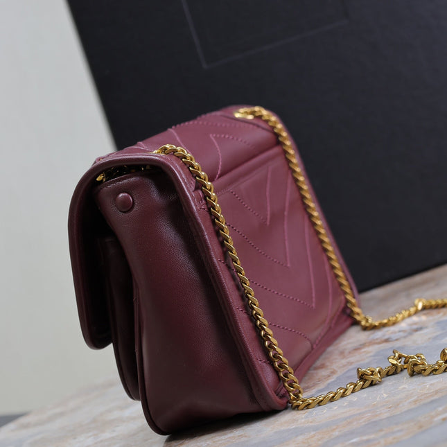 NIKI BABY 22 IN WINE RED LAMBSKIN GOLD CHAIN