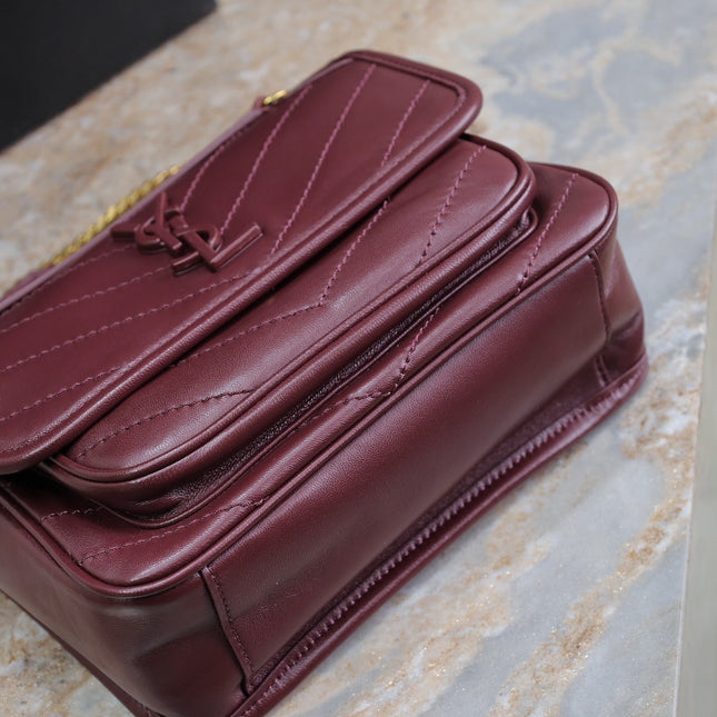 NIKI BABY 22 IN WINE RED LAMBSKIN GOLD CHAIN
