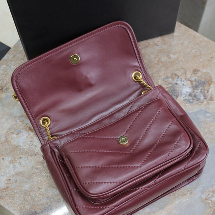 NIKI BABY 22 IN WINE RED LAMBSKIN GOLD CHAIN