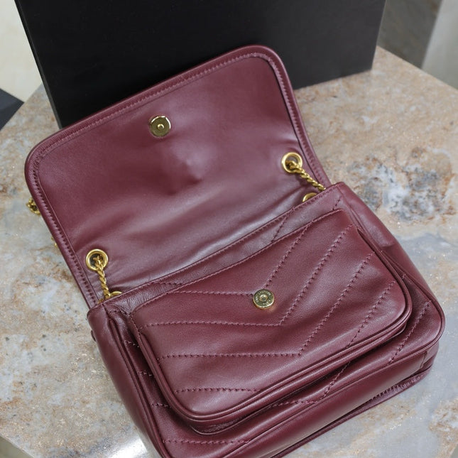 NIKI BABY 22 IN WINE RED LAMBSKIN GOLD CHAIN
