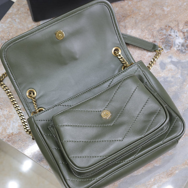 NIKI BABY 22 IN UNIFORM GREEN LAMBSKIN GOLD CHAIN