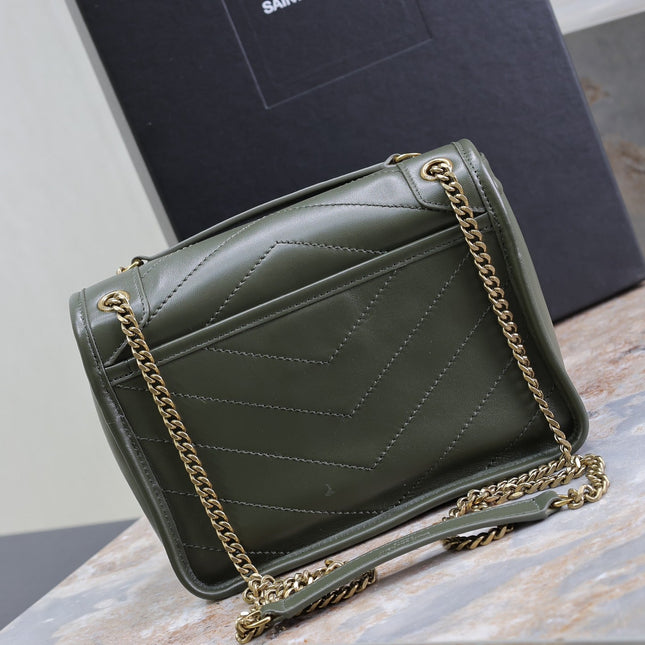 NIKI BABY 22 IN UNIFORM GREEN LAMBSKIN GOLD CHAIN