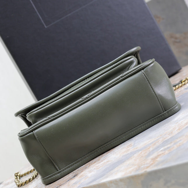 NIKI BABY 22 IN UNIFORM GREEN LAMBSKIN GOLD CHAIN