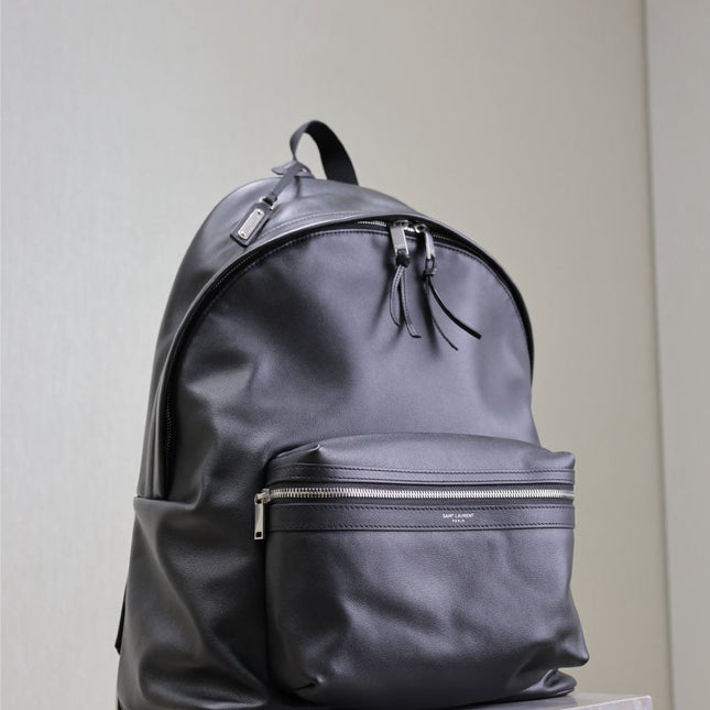 CITY BACKPACK 38 IN BLACK CALFSKIN