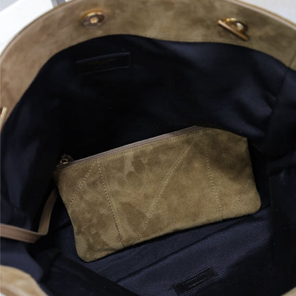 YSL NIKI TOTE BAG 34 IN CAMEL BROWN SUEDE GOLD HARDWARE