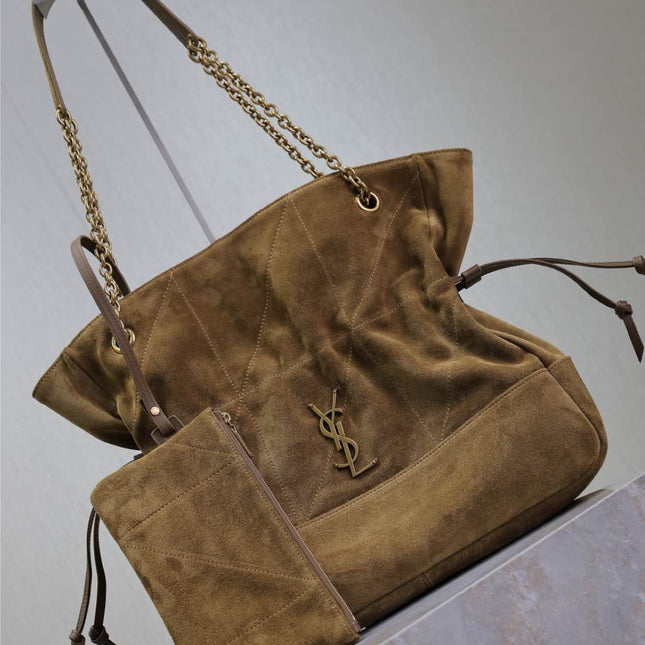 YSL NIKI TOTE BAG 34 IN CAMEL BROWN SUEDE GOLD HARDWARE