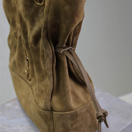 YSL NIKI TOTE BAG 34 IN CAMEL BROWN SUEDE GOLD HARDWARE