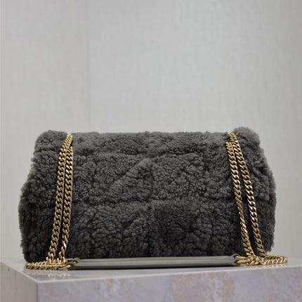 JAMIE BAG 25 IN DARK GRAY LAMB WOOL