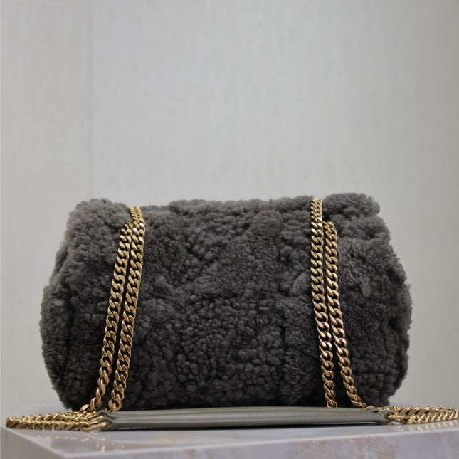 JAMIE BAG 20 IN DARK GRAY LAMB WOOL