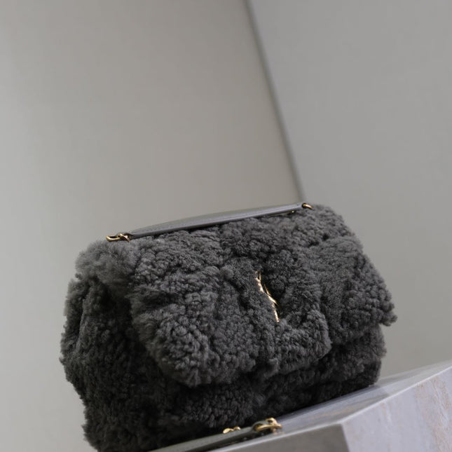 JAMIE BAG 20 IN DARK GRAY LAMB WOOL