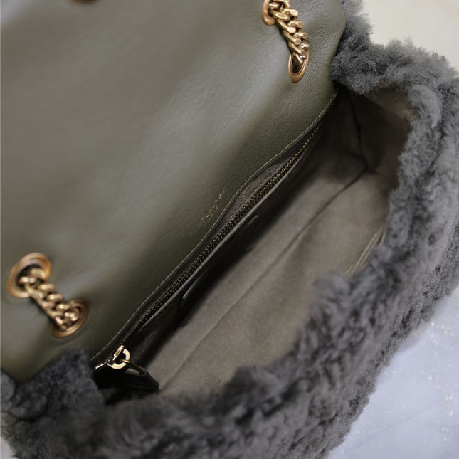 JAMIE BAG 20 IN DARK GRAY LAMB WOOL