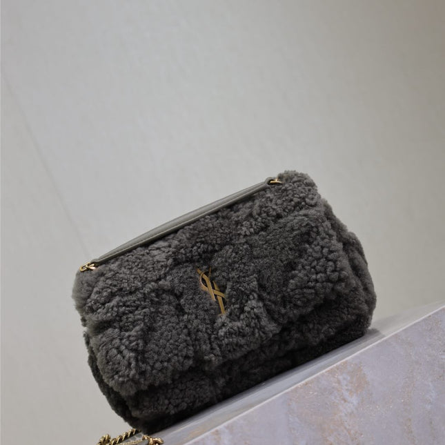 JAMIE BAG 20 IN DARK GRAY LAMB WOOL