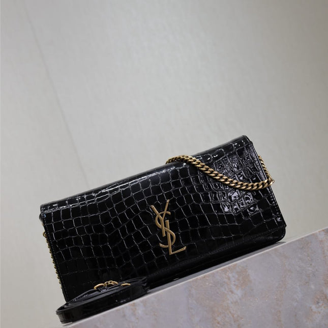 KATE 99 MEDIUM BAG 26 IN BLACK CROCODILE-EMBOSSED CALFSKIN COPPER HARDWARE