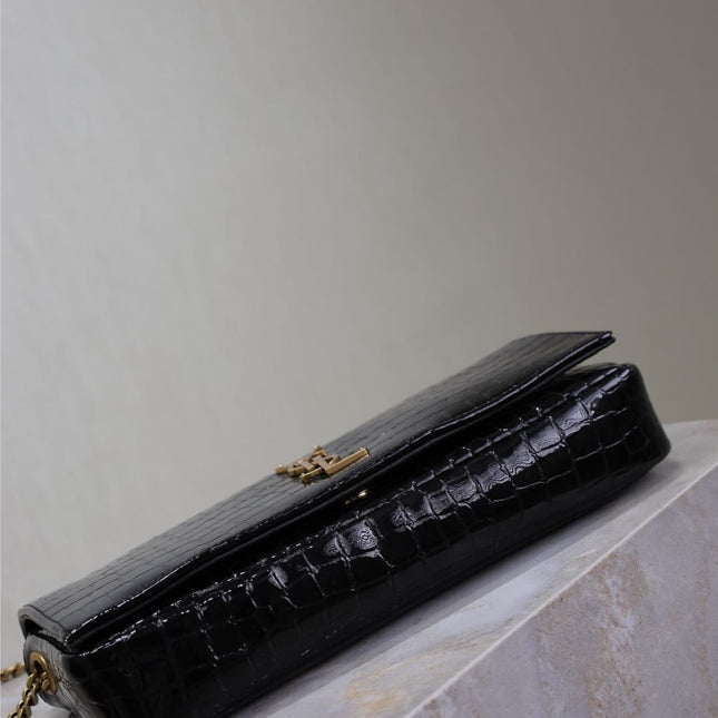 KATE 99 MEDIUM BAG 26 IN BLACK CROCODILE-EMBOSSED CALFSKIN COPPER HARDWARE