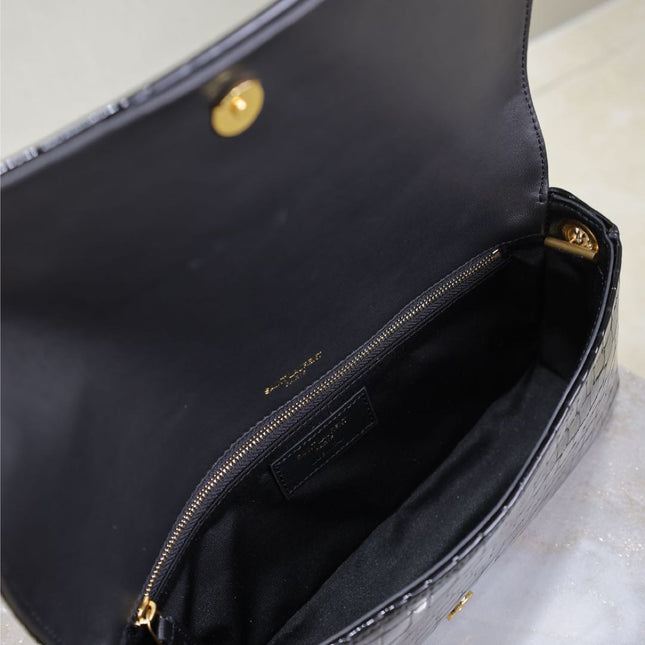 KATE 99 MEDIUM BAG 26 IN BLACK CROCODILE-EMBOSSED CALFSKIN COPPER HARDWARE