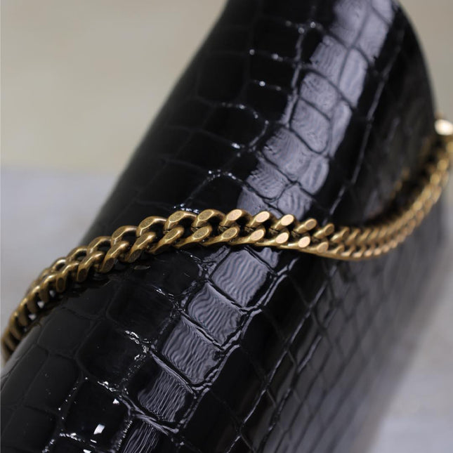 KATE 99 MEDIUM BAG 26 IN BLACK CROCODILE-EMBOSSED CALFSKIN COPPER HARDWARE