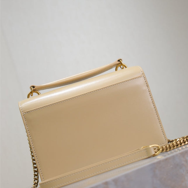 SUNSET SMALL BAG 19 IN BEIGE CALFSKIN GOLD HARDWARE