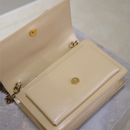 SUNSET SMALL BAG 19 IN BEIGE CALFSKIN GOLD HARDWARE
