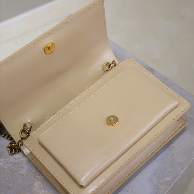SUNSET SMALL BAG 19 IN BEIGE CALFSKIN GOLD HARDWARE
