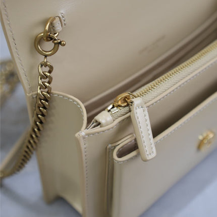 SUNSET SMALL BAG 19 IN BEIGE CALFSKIN GOLD HARDWARE