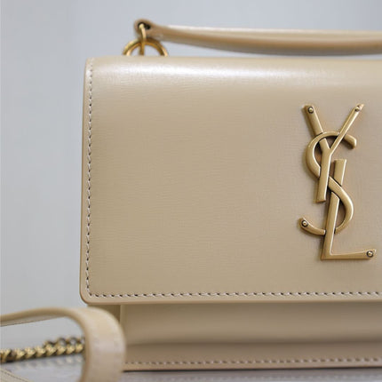 SUNSET SMALL BAG 19 IN BEIGE CALFSKIN GOLD HARDWARE
