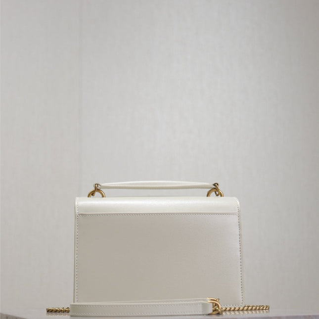 SUNSET SMALL BAG 19 IN WHITE CALFSKIN GOLD HARDWARE
