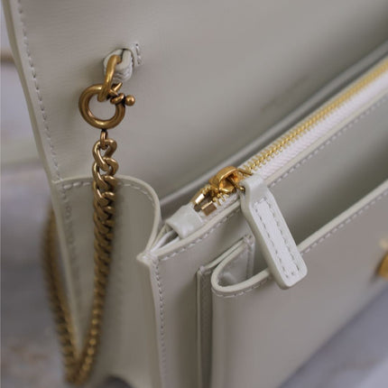 SUNSET SMALL BAG 19 IN WHITE CALFSKIN GOLD HARDWARE