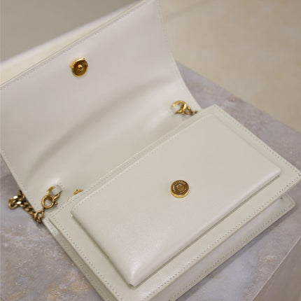 SUNSET SMALL BAG 19 IN WHITE CALFSKIN GOLD HARDWARE