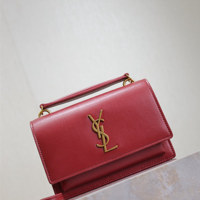 SUNSET SMALL BAG 19 IN RED CALFSKIN COPPER HARDWARE