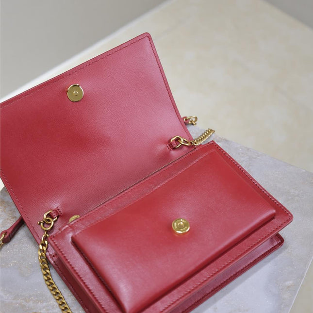 SUNSET SMALL BAG 19 IN RED CALFSKIN COPPER HARDWARE