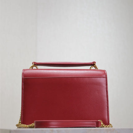 SUNSET SMALL BAG 19 IN RED CALFSKIN COPPER HARDWARE